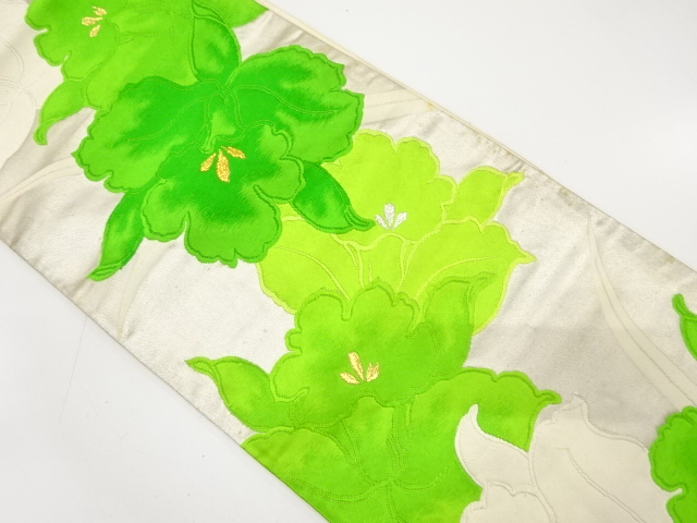 JAPANESE KIMONO / ANTIQUE FUKURO OBI / SILK / WOVEN ORCHID